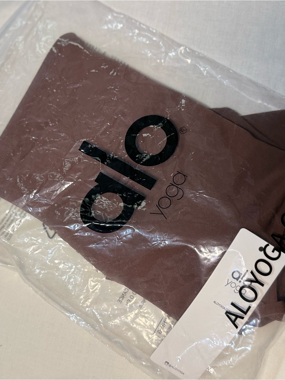 ALO Yoga Mauve Brown Active Crop Top & Biker Shorts Set - Picture 3 of 4